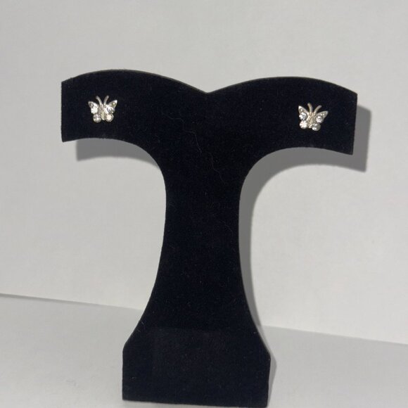 8.52mm Clear Butterfly Cz And Sterling Post Earrings - Picture 15 of 15